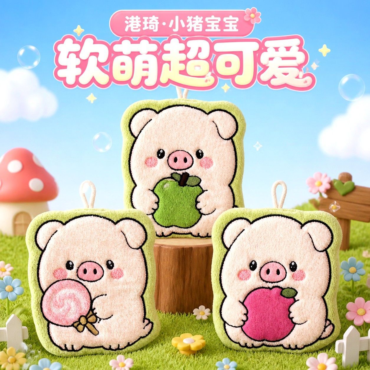港琦粉嫩猪猪擦手巾【版权产品】